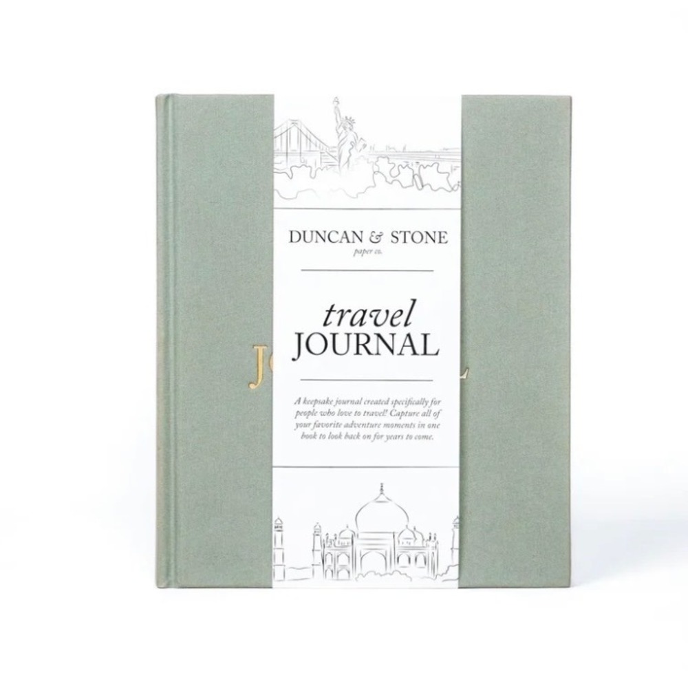 Duncan & Stone Paper Co Travel Journal Sage Green Linen Gold Foil Keepsake New